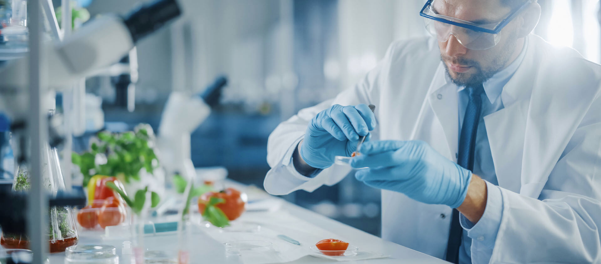 Botanic-Innovations-R-and-D scientist working with botanicals in a lab