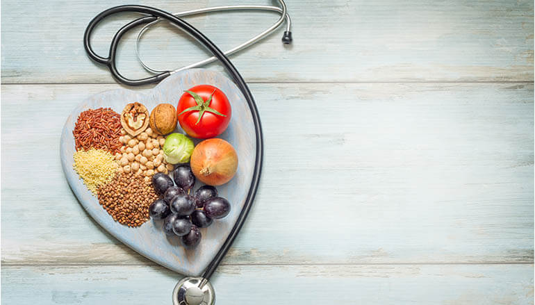 Healthy foods with a stethoscope
